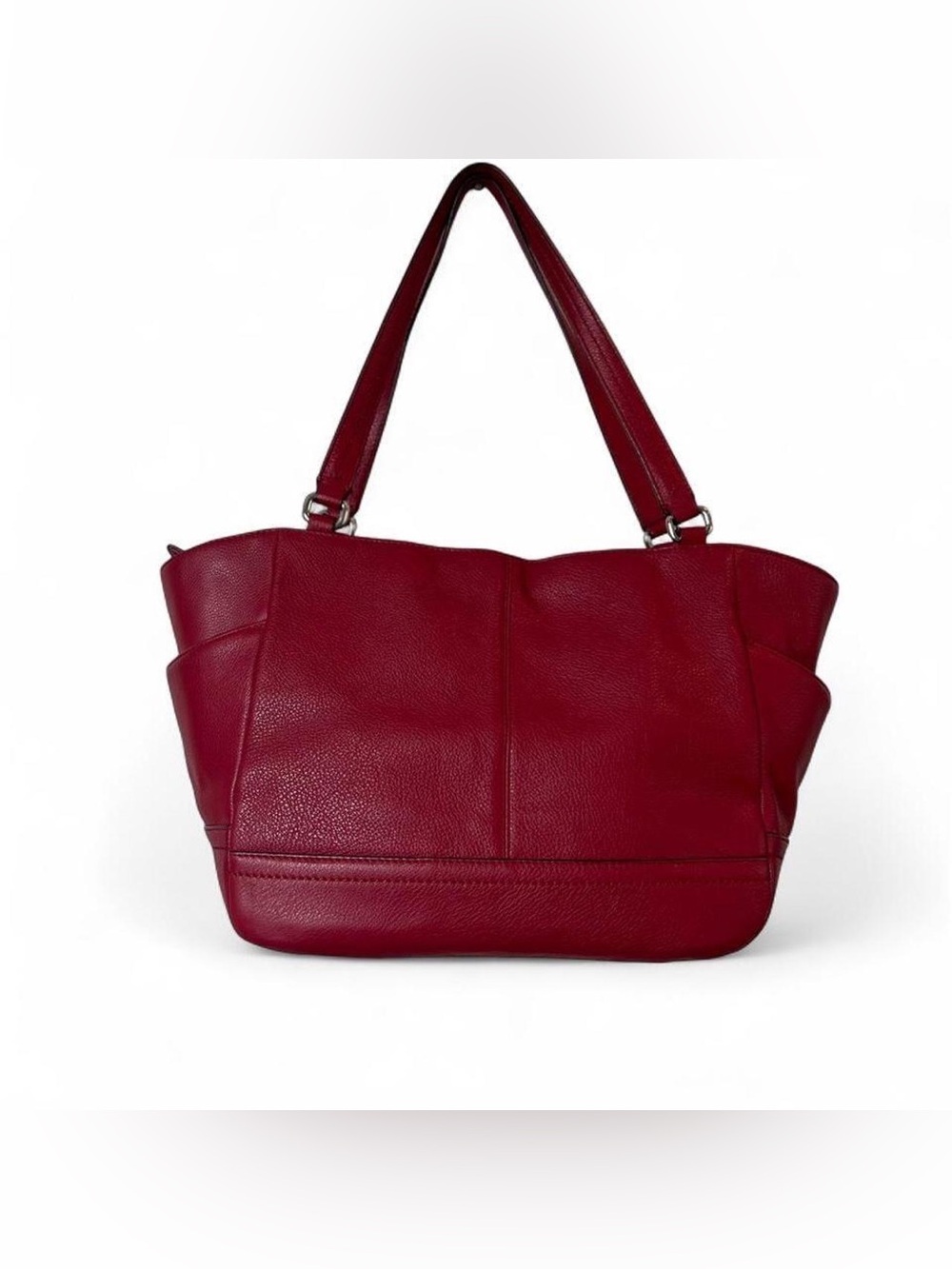 Coach Park Leather Carrie Tote F23284 Red Pebbled Leather Shoulder Bag - Picture 4 of 7